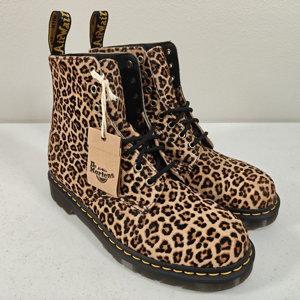Dr. Martens 1460 Pascal Leopard Hair-On Boots Men's 10 Women's 11 Animal Print